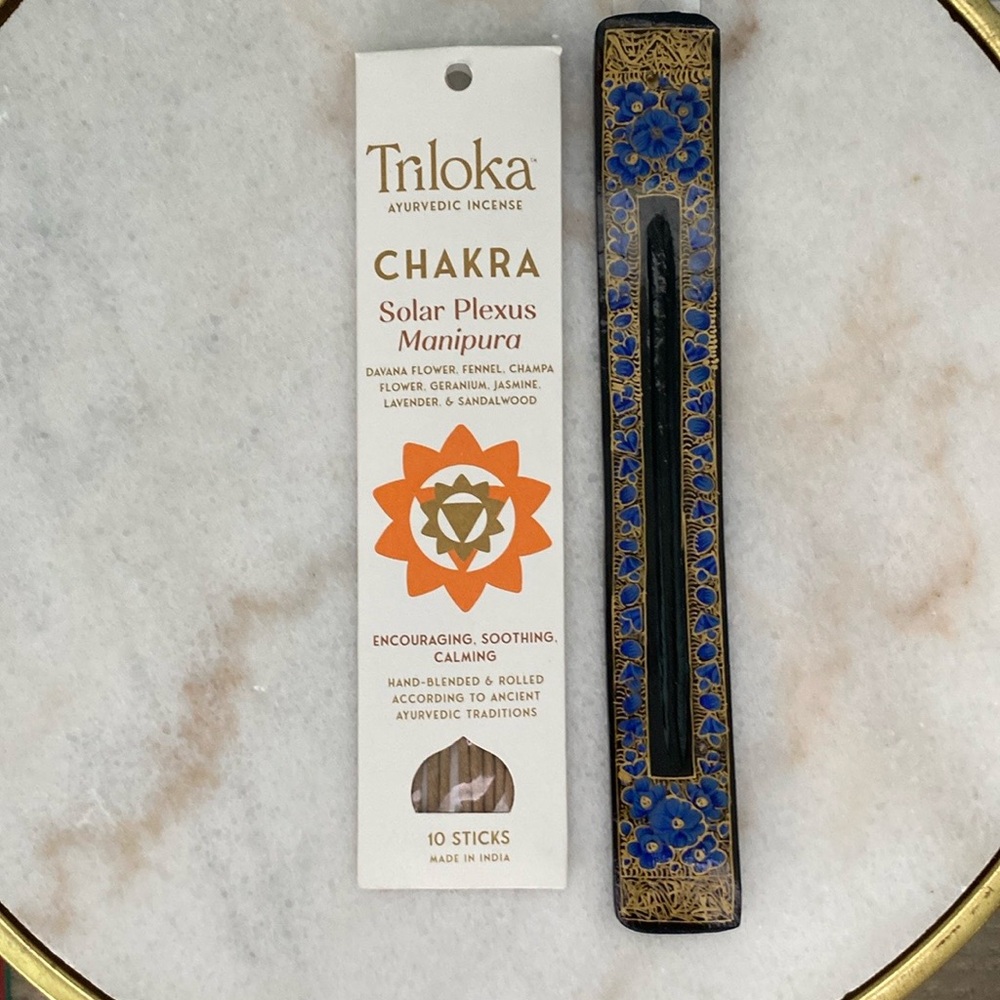Incense and holder - black and blue